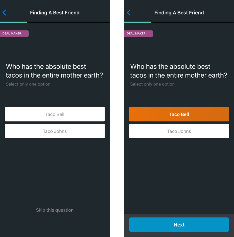 Binary Selection Updates
