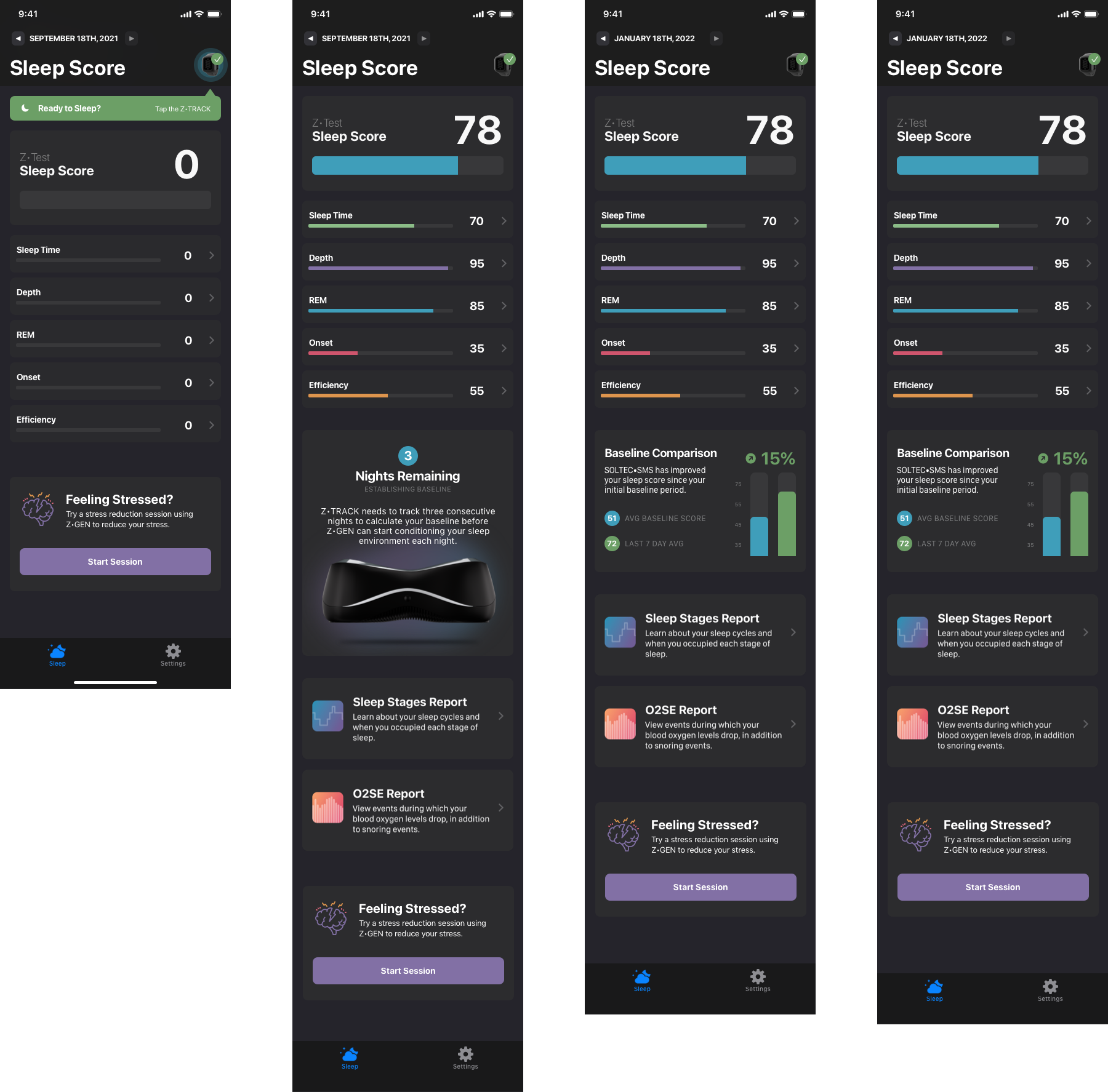 Sleep Tracker Dashboard States
